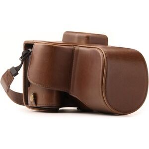 MegaGear MG1304 Leather Camera Case Canon SL2 200D Kiss X9 18-55mm Dark Brown